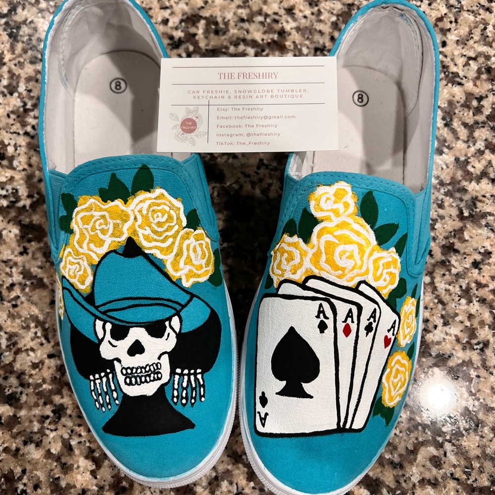 Hand painted western slip ons